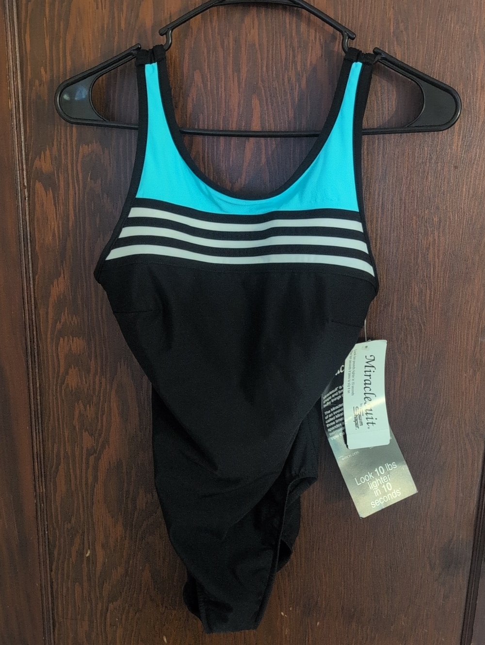 Miraclesuit Black & Aqua Striped Scoop One-Piece Swimsuit